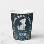 Kleine wolf thema verjaardagsfeestje monogrammed papieren bekers (Achterkant)
