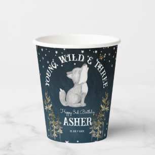 Kleine wolf thema verjaardagsfeestje monogrammed papieren bekers