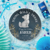 Kleine wolf thema verjaardagsfeestje monogrammed papieren bordje (Feest)