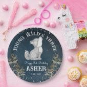 Kleine wolf thema verjaardagsfeestje monogrammed papieren bordje (Feest)