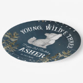 Kleine wolf thema verjaardagsfeestje monogrammed papieren bordje (Gekanteld)