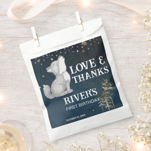 Kleine wolf thema verjaardagsfeestje wilde één bedankzakje (Geknipt)