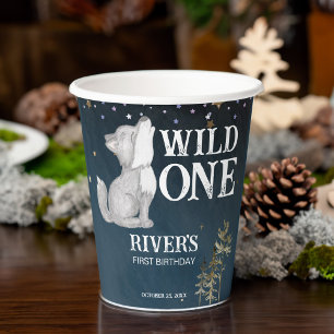 Kleine wolf thema verjaardagsfeestje wilde één papieren bekers