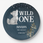 Kleine wolf thema verjaardagsfeestje wilde één papieren bordje (Voorkant)