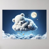 Kleine wolken teddysterren maan fantasie kunst poster (Voorkant)
