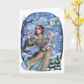 Kleine Wonderen Elven Gevouwen Wenskaart Winter Kaart (Gele Bloem)