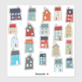 Kleine woningen en katten sticker (Vel)