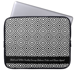 Kleine zakelijke branding zwart-wit slogan laptop sleeve