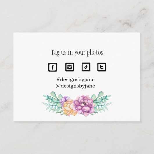 Kleine zakelijke coupon Roze Dank u Kaart invoegen (Achterkant)