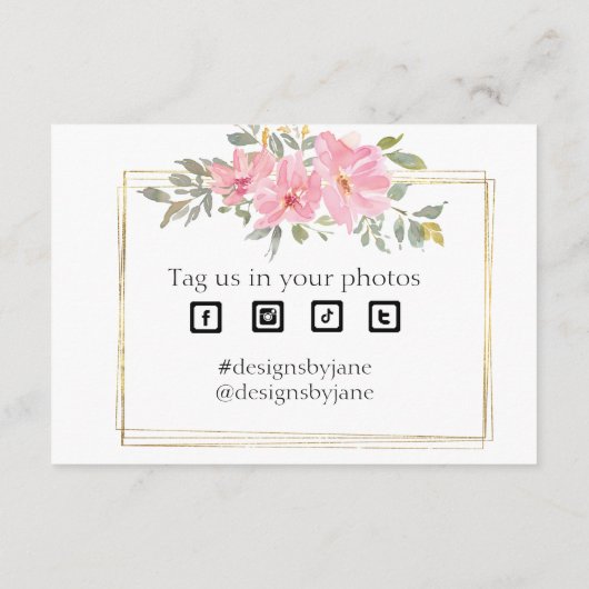 Kleine zakelijke coupon Roze Dank u Kaart invoegen (Achterkant)