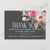 Kleine zakelijke coupon Stusty Pink Floral Harteli Informatiekaartje (Voorkant)