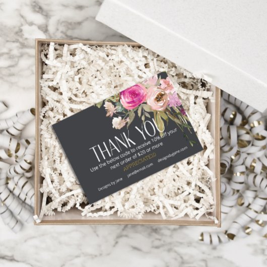 Kleine zakelijke coupon Stusty Pink Floral Harteli Informatiekaartje