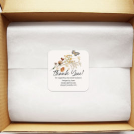 Kleine Zakelijke Dank U Vintage Botanische Bloemen Vierkante Sticker