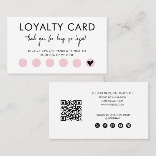 Kleine Zakelijke QR Code Loyalty Beloning Korting Visitekaartje (Voorkant / Achterkant)
