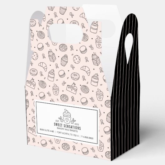 Kleine zakelijke voordeelbox met roze koekje bedankdoosjes (Geopend)