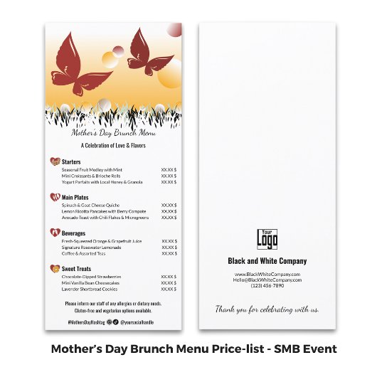 Kleine Zaken Event Moederdag Brunch Prijslijst Menu