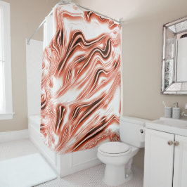 Kleine zalm tot rode langgolvende sporen op wit fo douchegordijn