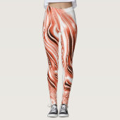 Kleine zalm tot rode langgolvende sporen op wit fo leggings (Voorkant)