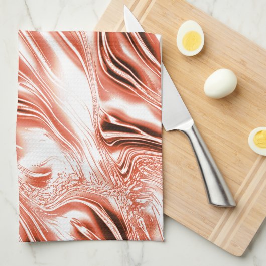 Kleine zalm tot rode langgolvende sporen op wit fo theedoek (Quarter Fold)