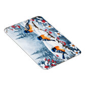 Kleine zangvogels in een besneeuwd kerstlandschap magneet (Rechterzijde)