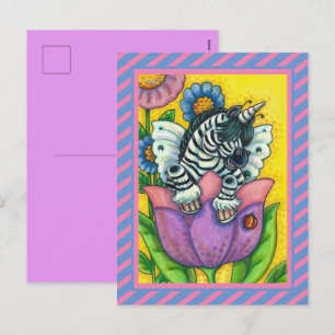 KLEINE ZEBO WHIMSYNICKER, ZEBRA UNICORN Fantasy Feestdagenkaart