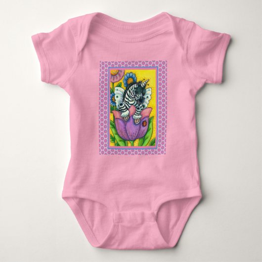 KLEINE ZEBO WHIMSYNICKER, ZEBRA UNICORN Fantasy Romper (Voorkant)