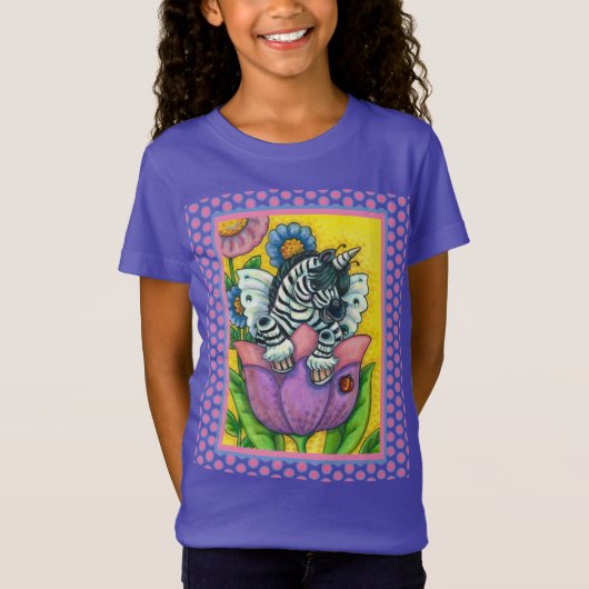 KLEINE ZEBO WHIMSYNICKER, ZEBRA UNICORN Fantasy T-shirt (Voorkant)