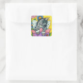 KLEINE ZEBO WHIMSYNICKER, ZEBRA UNICORN Fantasy Vierkante Sticker (Tas)