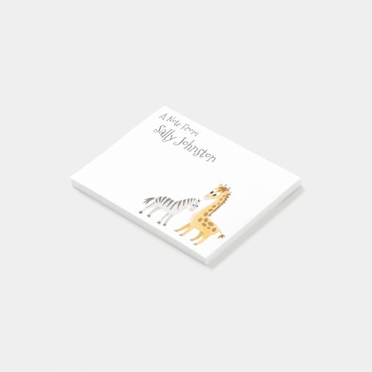 Kleine Zebra en Giraffe Post-it® Notes (Schuin)