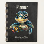 Kleine zee schildpad verkennen met haar vriend. planner (Voorkant)