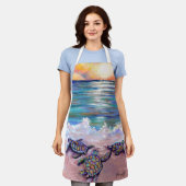 Kleine Zeeen schildpadden op Sunrise Kitchen Apron Schort (Gedragen)