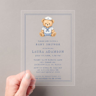 Kleine Zeeman Teddybeer Nautilus Baby Shower Acryl Uitnodigingen