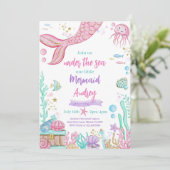 Kleine Zeemeermin 1e Verjaardag Kaart (Staand voorkant)