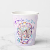 Kleine Zeemeermin 1e Verjaardag ONEder Het Zee Zee Papieren Bekers (Achterkant)