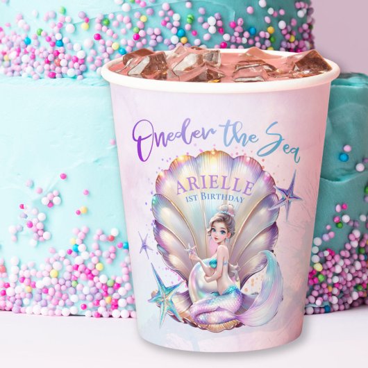 Kleine Zeemeermin 1e Verjaardag ONEder Het Zee Zee Papieren Bekers