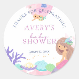 Kleine Zeemeermin Baby shower Bedankt Ronde Sticker