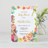 Kleine Zeemeermin Baby shower Kaart (Staand voorkant)