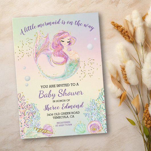 Kleine Zeemeermin Baby shower Kaart