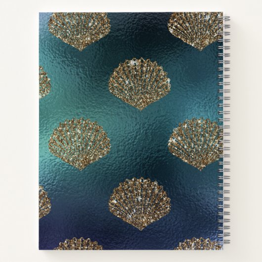 Kleine Zeemeermin Blauwe Schubben Monogram Meisjes Notitieboek (Achterkant)