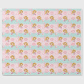 Kleine Zeemeermin Blond Haar Roze Meisje Cadeaupapier (Vlak)