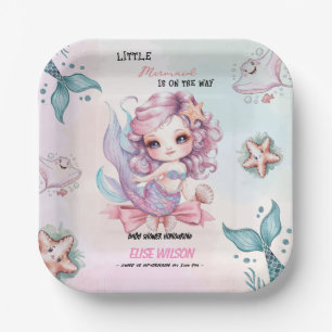 Kleine zeemeermin boog is op de weg baby shower 3 papieren bordje