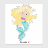 Kleine zeemeermin, Cute Mermaid, Blonde Hair, Shel Sticker (Vel)