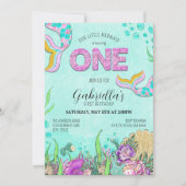 Kleine zeemeermin die één eerste verjaardag draaie kaart (Voorkant)