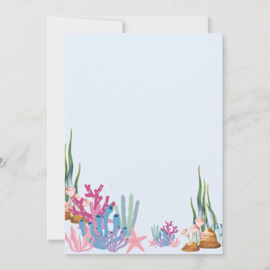 Kleine zeemeermin eerste verjaardagsfeestje kaart (Achterkant)