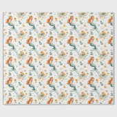Kleine Zeemeermin en Bloemen Kinder Cadeaupapier (Vlak)