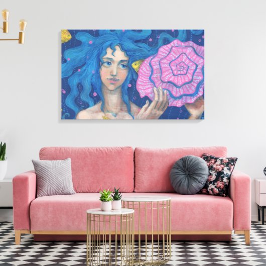 Kleine Zeemeermin, Fantastische kunst onder water, Canvas Afdruk (Insitu (Woonkamer))