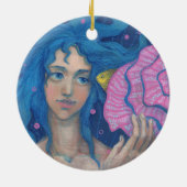 Kleine Zeemeermin, Fantastische kunst onder water, Keramisch Ornament (Achterkant)
