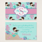 Kleine Zeemeermin Gift Label M Brunette Visitekaartjes (Voorkant /achterkant)