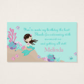 Kleine Zeemeermin Gift Label M Brunette Visitekaartjes (Achterkant)