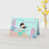 Kleine Zeemeermin Kaart 2C Brunette (Gele Bloem)